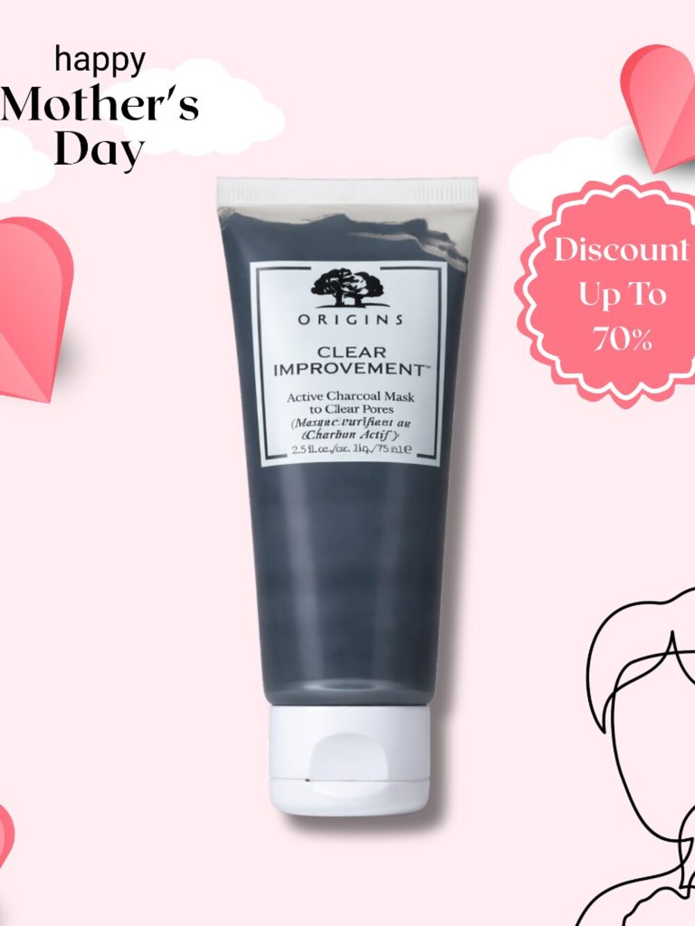 Origins Clear Improvement™ Active Charcoal Mask to Clear Pores, 2.5 fl oz